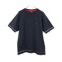 トミーヒルフィガー 日本製 ロゴ刺繍 半袖 Tシャツ S 黒 TOMMY HILFIGER メンズ 【中古】 【230506】 メール便可