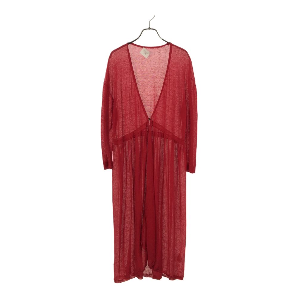 古着 yuni ユニ リネンブレンド 長袖 ロング カーディガン FREE レッド レディース 【中古】