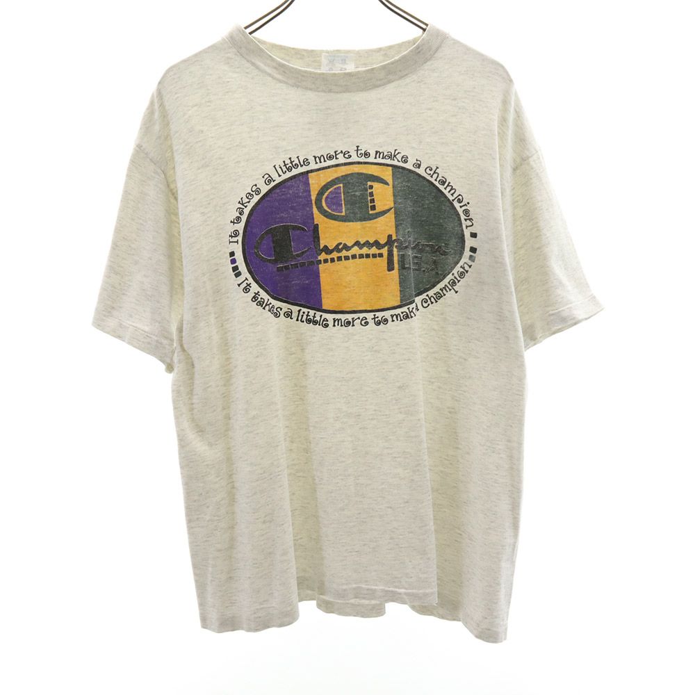 古着 Champion チャンピオン 90s USA製 オールド 半袖 Tシャツ L ホワイト系 メンズ 【中古】