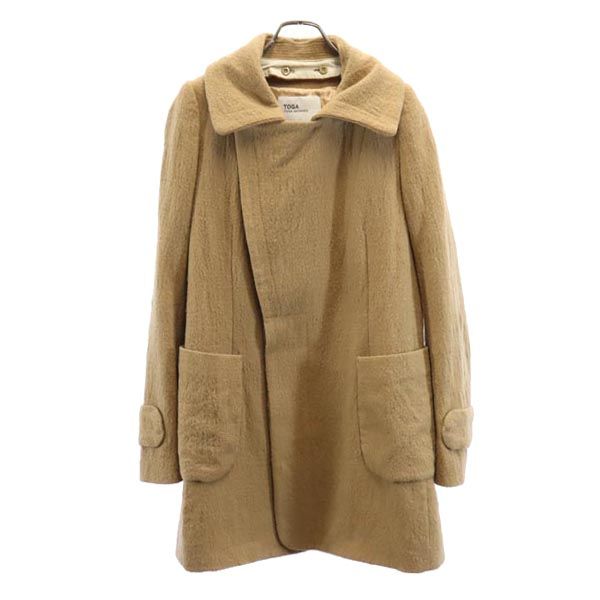 古着 TOGA トーガ 日本製 ノーカラーコート M ブラウン系 2WAY襟 レディース 【中古】