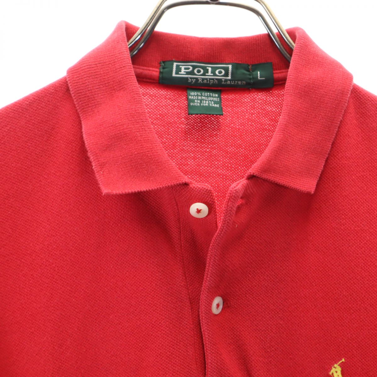 古着 Polo by Ralph Lauren ポロバイラルフローレン 80s 緑タグ ヴィンテージ 半袖 ポロシャツ L レッド 鹿の子地 レディース 【中古】
