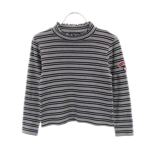 古着 BURBERRY バーバリー 日本製 ボーダー 長袖 ニット 130 ブラック系 セーター キッズ 【中古】