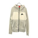 古着 ナイキ NIKE ワンポイント 長袖 スウエット ジップパーカー M グレー メンズ 【中古】