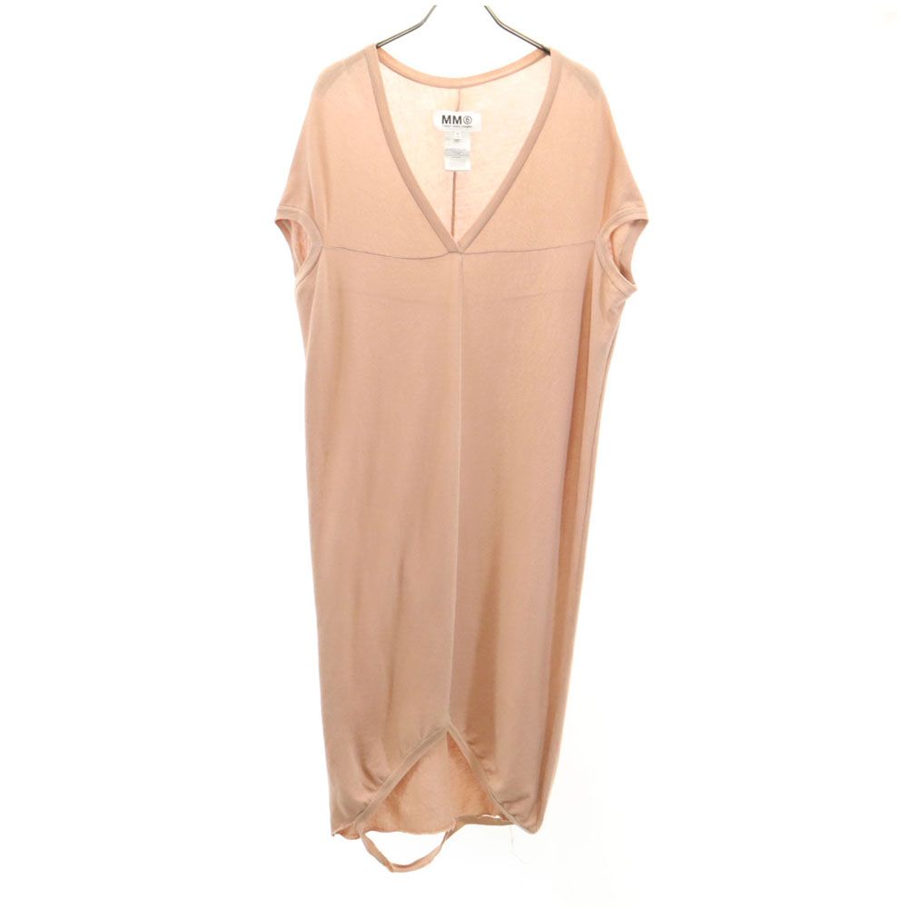 古着 メゾンマルタンマルジェラ Maison Martin Margiela イタリア製 ノースリーブ Vネック コットン ニット ワンピース S ピンク系 フレンチ袖 レディース 【中古】 【PD】