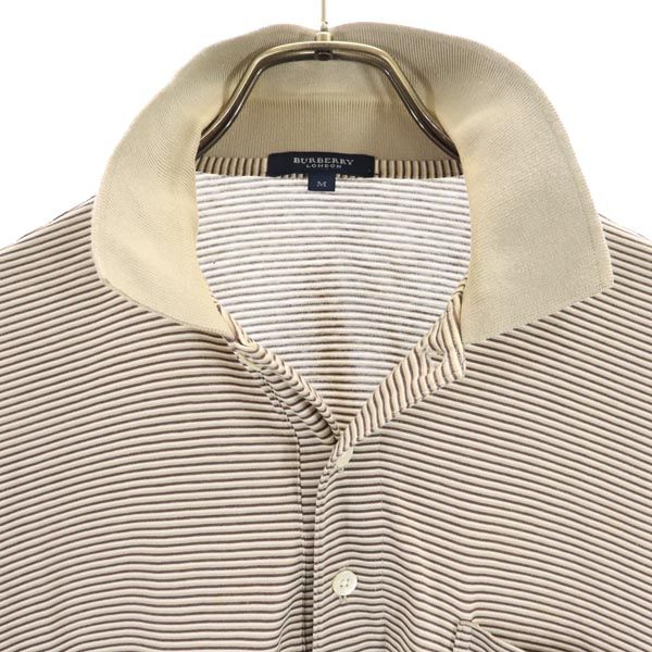 バーバリー 三陽商会 日本製 ボーダー柄 半袖 ポロシャツ M ブラウン系 BURBERRY ロゴ刺繍 メンズ 中古 23071 space01-10609036 古着、USED専門百貨店BIG2nd サンプル画像3