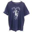 ポロバイラルフローレン プリント 半袖 Tシャツ M ネイビー系 Polo by Ralph Lauren ロゴ メンズ 【中古】 【230714】 メール便可