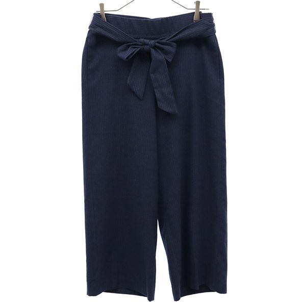 ザラ ストライプ ワイドパンツ L ネイビー系 ZARA レディース 【中古】 【230515】