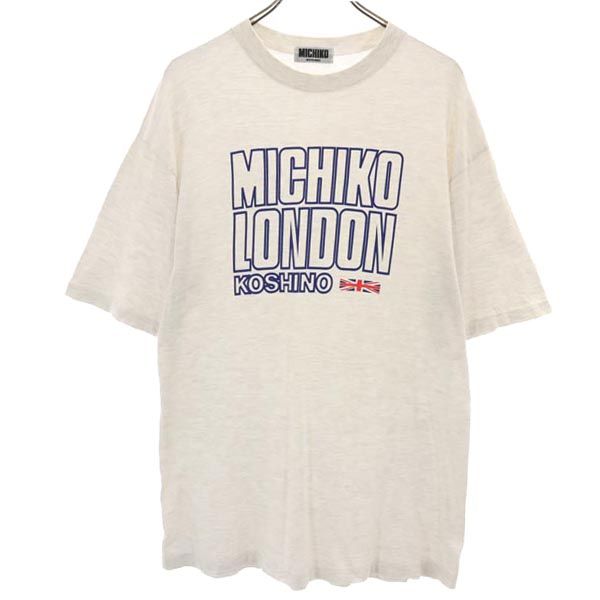 ミチコロンドン プリント 半袖 Tシャツ L グレー系 MICHIKO LONDON ロゴ Michiko Koshino メンズ 【中古】 【230714】 メール便可