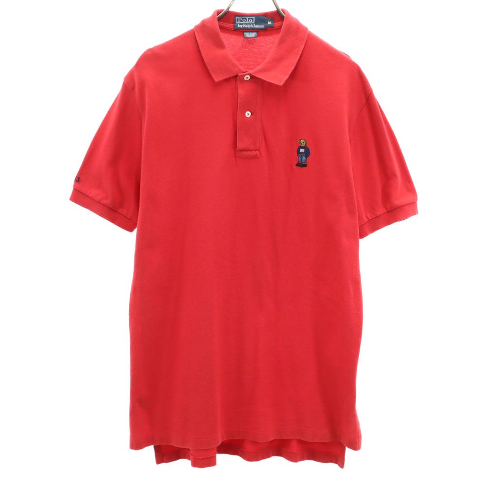古着 Polo by Ralph Lauren ポロバイラルフローレン ポロベア 半袖 ポロシャツ M レッド系 鹿の子 メンズ 【中古】 【PD】
