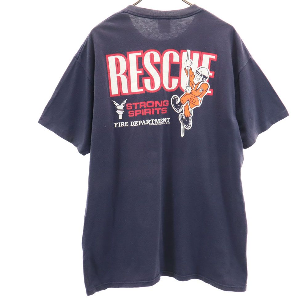 古着 anbil アンビル 90s USA製 オールド バックプリント 半袖 Tシャツ XL ネイビー系 メンズ 【中古】 【PD】
