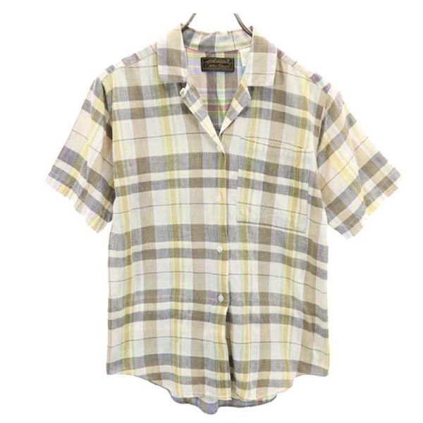Rakuten - エディーバウアー 80s 黒タグ ヴィンテージ オープンカラー チェック柄 半袖 シャツ S Eddie Bauer レディース 【中古】 【230526】 メール便可