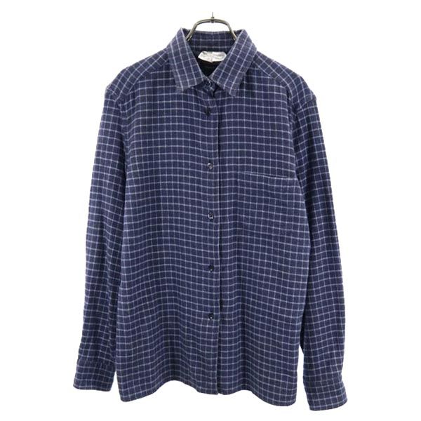 乐天商城 - マックスマーラ イタリア製 チェック柄 長袖 シャツ M 青系 MAX MARA レディース 【中古】 【221102】