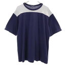 コムデギャルソンオム 2007年 日本製 切替 半袖 Tシャツ SS ネイビー系 COMME des GARCONS HOMME 鹿の子 メンズ 【中古】 【230512】