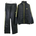 古着 adidas アディダス トレーニング 中綿ジャケット 上下 セットアップ L/O 黒 3ライン メンズ 【中古】