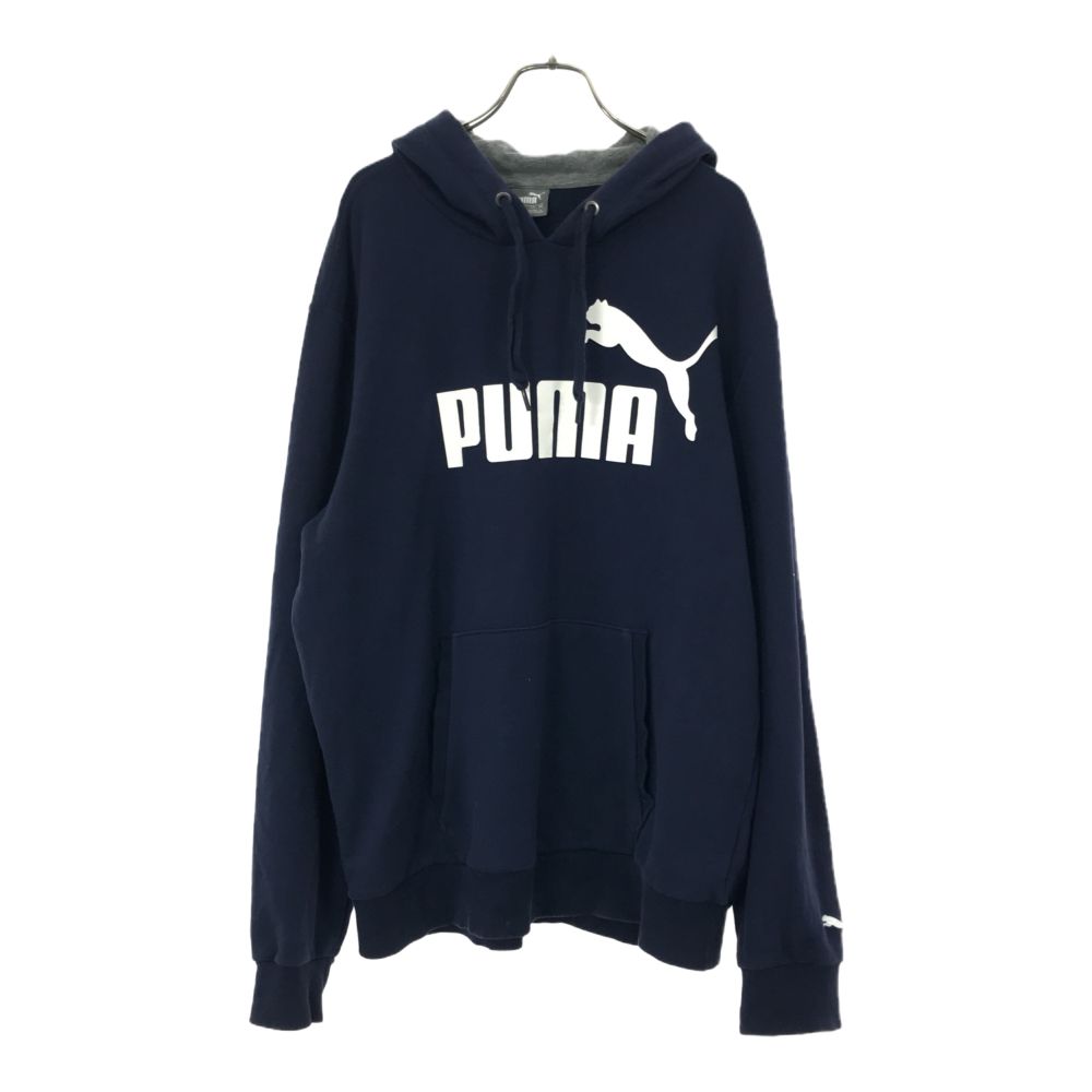 プーマ ロゴプリント 長袖 スウェットパーカー L ネイビー PUMA メンズ   