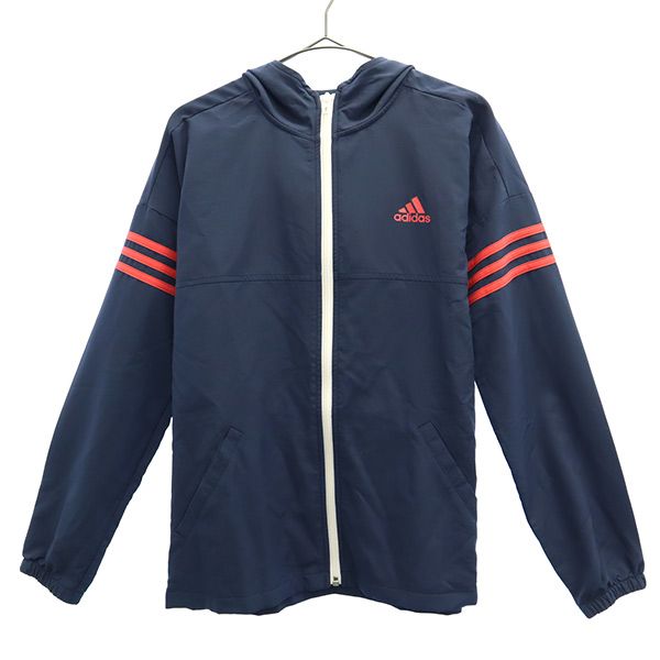 アディダス ウインドブレーカー M ネイビー adidas スポーツ ジップパーカー レディース 【中古】 【230120】