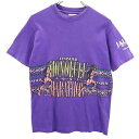 ヘインズ 90s USA製 オールド プリント 半袖 Tシャツ S/P パープル Hanes メンズ 【中古】 【230607】 メール便可