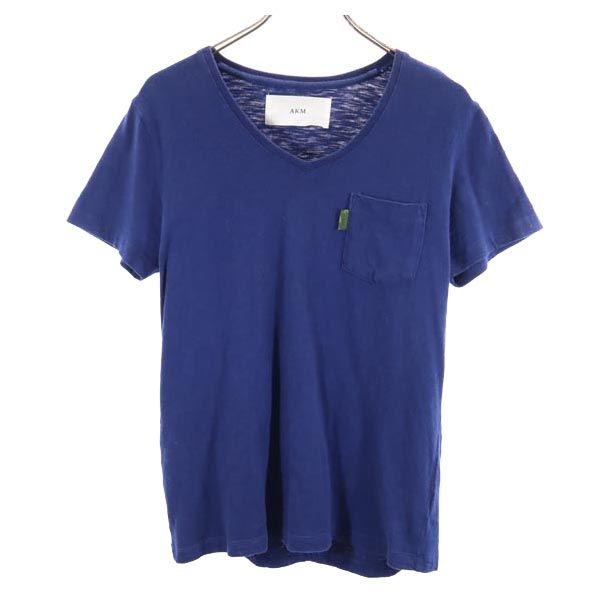 エイケイエム Vネック 半袖 Tシャツ M ネイビー系 AKM 胸ポケット メンズ 【中古】 【230621】 メール便可