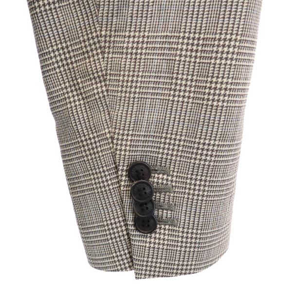 ファクトタム ウール100％ 日本製 グレンチェック柄 テーラードジャケット 48 グレー FACTOTUM ダブルボタン メンズ 【中古】 【231012】