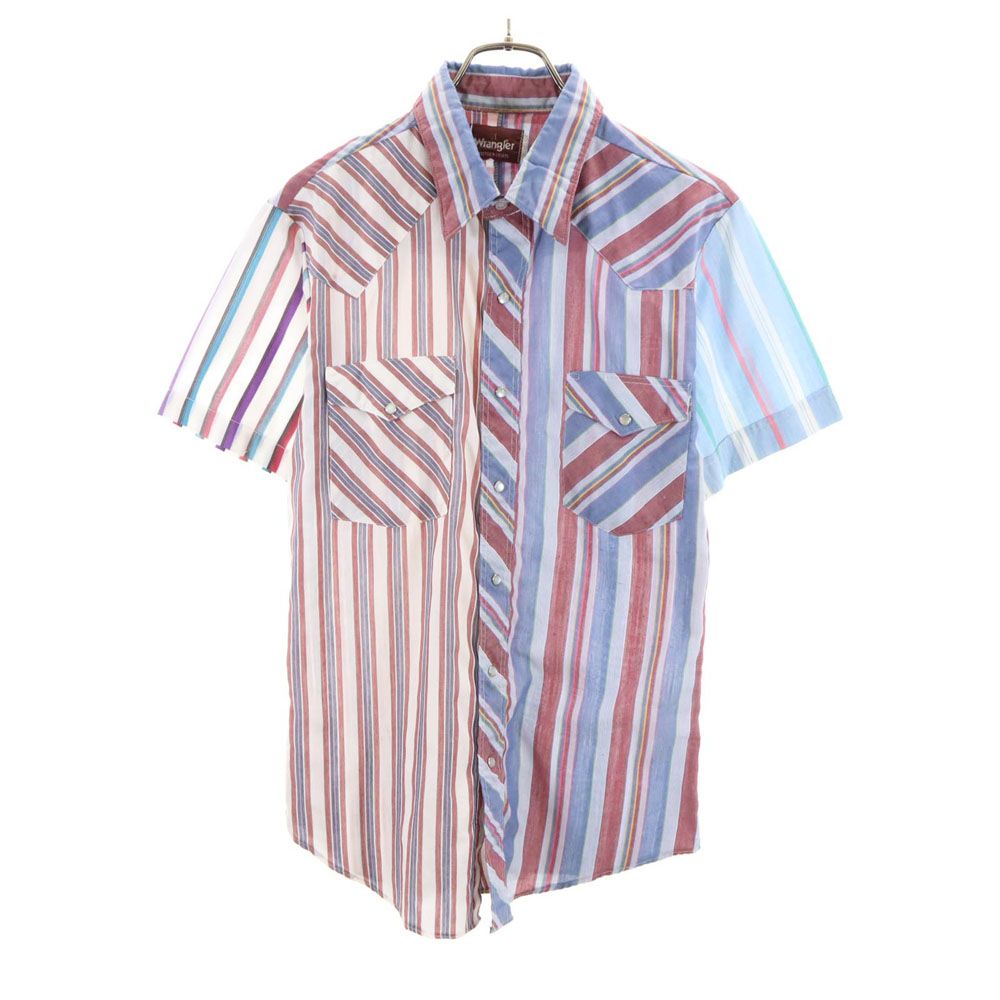 樂天商城 - 古着 Wrangler ラングラー 70s 80s ヴィンテージ ストライプ柄 半袖 ウエスタンシャツ メンズ 【中古】