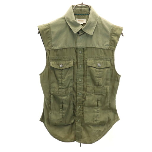 古着 DIESEL ディーゼル ノースリーブ シャツ S カーキ レディース 【中古】 古着 DIESEL ディーゼル ノースリーブ シャツ S カーキ レディース 【中古】