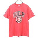 【中古】 チャンピオン 90s プリント 半袖 Tシャツ M ピンク系 Champion USA製 メンズ 【200423】 メール便可