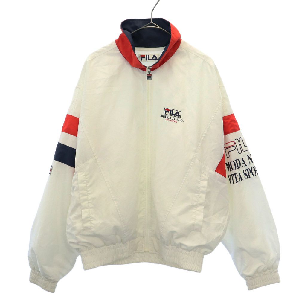 フィラ 90s ジップジャケット M ホワイト FILA 裏起毛 ロゴワッペン オールド ヴィンテージ メンズ 【中古】 【240304】 【PD】