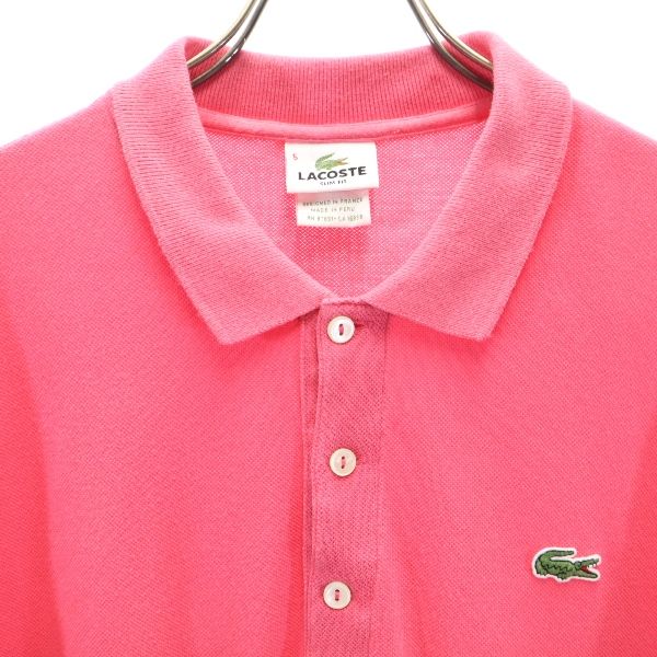 【中古】 ラコステ SLIM FIT ワンポイント ロゴ 半袖 ポロシャツ 5 ピンク LACOSTE メンズ 【210616】 メール便可