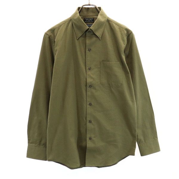 未使用 メンズビギ へリンボンジャカード 長袖 ボタンダウンシャツ M カーキグリーン MEN'S BIGI メンズ 【中古】 【220330】 メール便可 【PD】