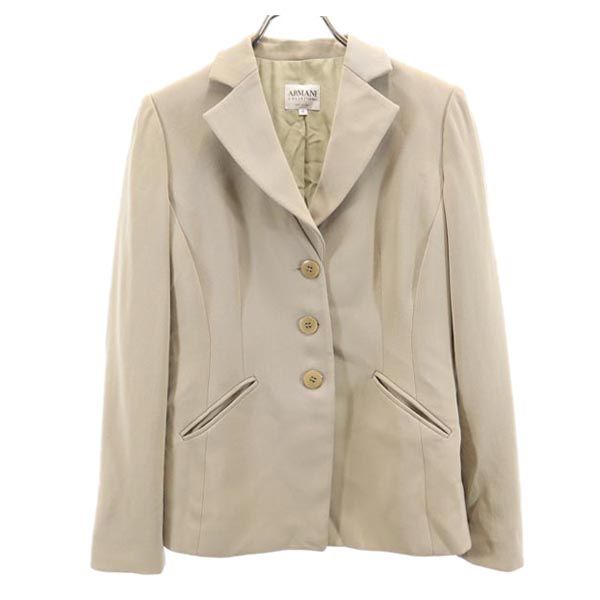 Wool - 古着 ARMANI COLLEZIONI アルマーニ コレツィオーニ イタリア製 テーラードジャケット 40 ベージュ レディース 【中古】