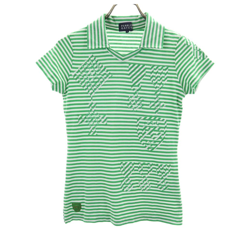 古着 PEARLY GATES パーリーゲイツ 日本製 ゴルフ 半袖 シャツ グリーン系 レディース 【中古】