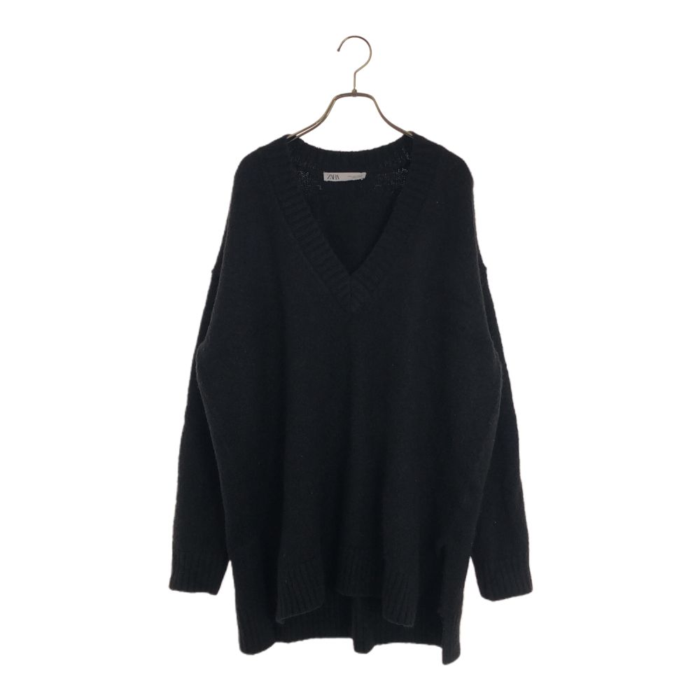 V-Neck - 古着 ZARA ザラ 長袖 Vネック セーター S ブラック ニット レディース 【中古】