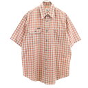 古着 Calvin klein Jeans カルバンクラインジーンズ 90s オールド 半袖 チェックシャツ M オレンジ系 メンズ 【中古】 【PD】(4)