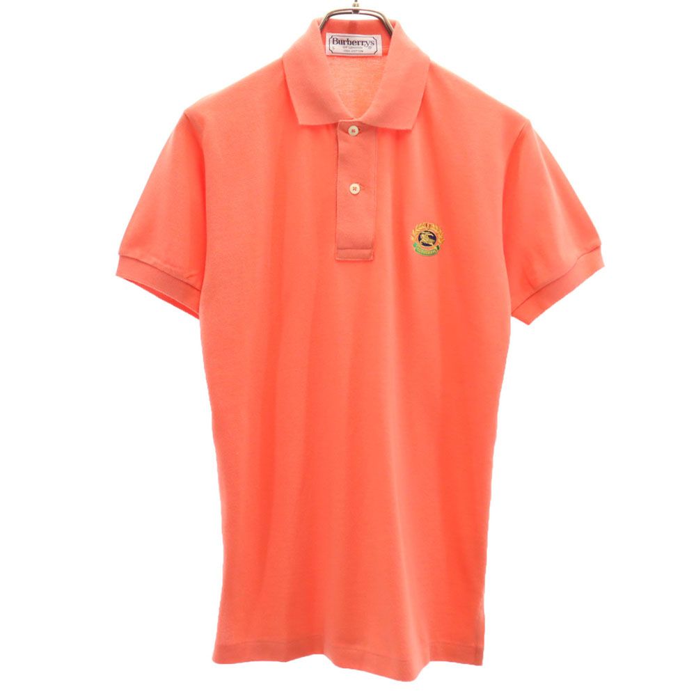 古着 Burberrys バーバリーズ 90s オールド 半袖 ポロシャツ S オレンジ系 OF LONDON 鹿の子地 メンズ 【中古】 【PD】