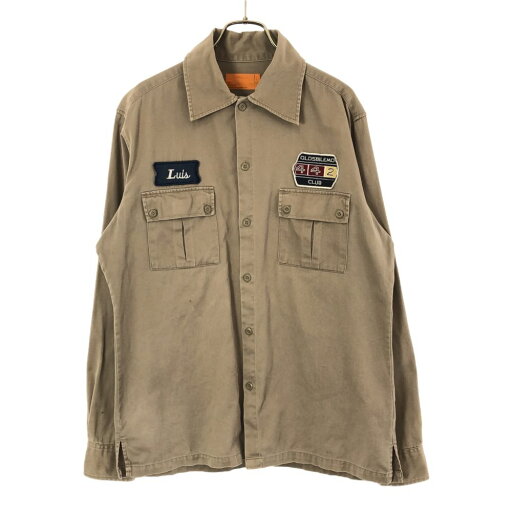 古着 CORISCO コリスコ ワッペン 長袖 ミリタリーシャツ L ベージュ メンズ 【中古】 古着 CORISCO コリスコ ワッペン 長袖 ミリタリーシャツ L ベージュ メンズ 【中古】
