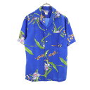 古着 SUNMARI FASHIONS サンマリファッションズ 80s 90s オールド 半袖 オープンカラー アロハシャツ S ブルー メンズ 【中古】 【PD】(4)