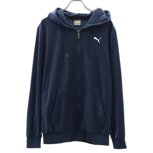 古着 プーマ PUMA トレーニング 長袖 パイル地 ジップパーカー S ネイビー スポーツ ロゴ刺繍 メンズ 【中古】 古着 プーマ PUMA トレーニング 長袖 パイル地 ジップパーカー S ネイビー スポーツ ロゴ刺繍 メンズ 【中古】