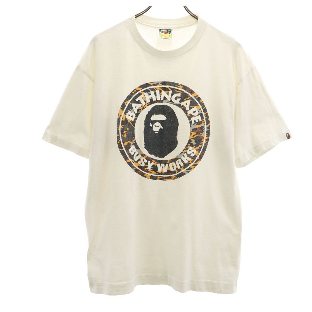 ベイプ 日本製 プリント 半袖 Tシャツ L ホワイト系 BAPE A BATHING APE メンズ 【中古】 【240402】 メール便可