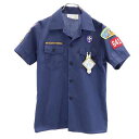 BOY SCOUTS OF AMERICA USA製 ボーイスカウト 半袖 シャツ YOUTH MEDIUM ネイビー系 アウトドア キッズ 【中古】 【230517】 【PD】