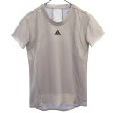 アディダス ワンポイントロゴプリント トレーニングシャツ M グレー adidas 半袖 Tシャツ スポーツ ウォームアップ レディース 【中古】 【230623】 メール便可