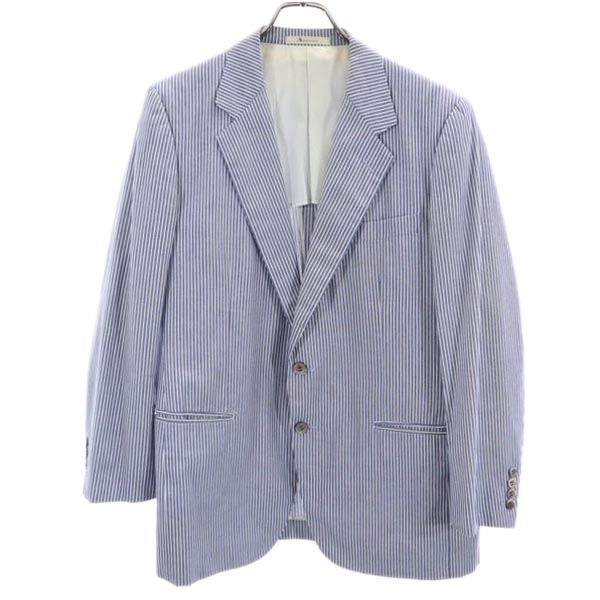 Rakuten - アクアスキュータム ストライプ柄 テーラードジャケット 96-86-170 青×白 Aquascutum メンズ 【中古】 【230106】