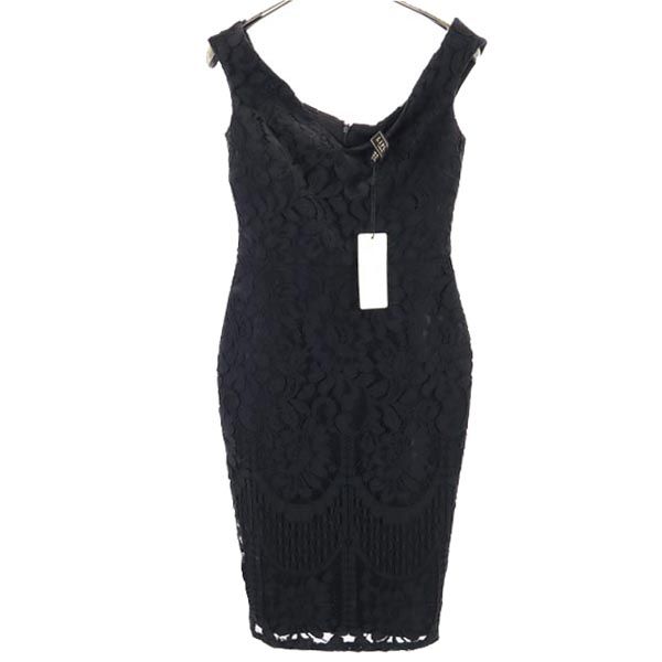 古着 未使用 リプシー Lipsy 総刺繍 ノースリーブ タイト ワンピース 2 黒系 レディース 【中古】 【PD】