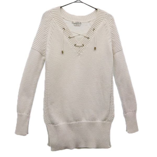 古着 ザラニット ZARA KNIT 長袖 ニット USA S ホワイト セーター レディース 【中古】