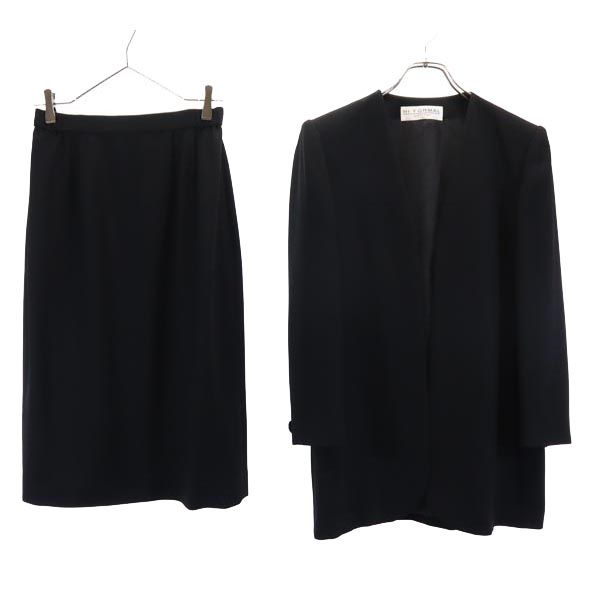 古着 ジバンシィ GIVENCHY 日本製 スカートスーツ 上下 セットアップ 12AB 黒 レディース 【中古】 【PD】