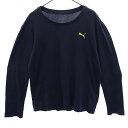 古着 プーマ PUMA 刺繍 トレーニング 長袖 Tシャツ M ネイビー ウォームアップ ロンT レディース 【中古】
