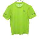 古着 adidas アディダス 総柄 トレーニング 半袖 Tシャツ M イエロー ウォームアップ メンズ 【中古】 【PD】