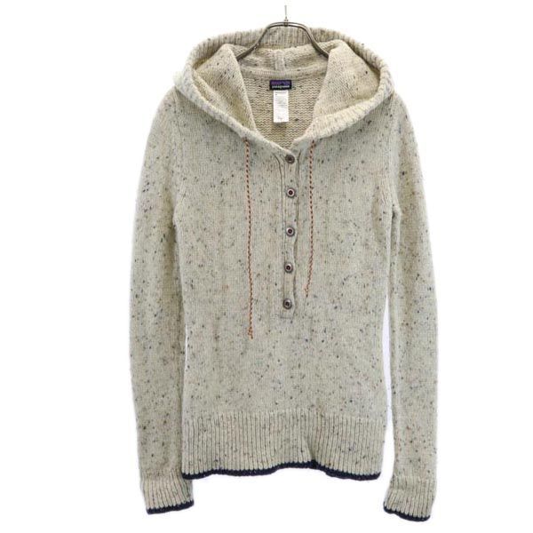 古着 patagonia パタゴニア ハーフボタン ニットジャケット M ベージュ系 アウトドア レディース 【中古】