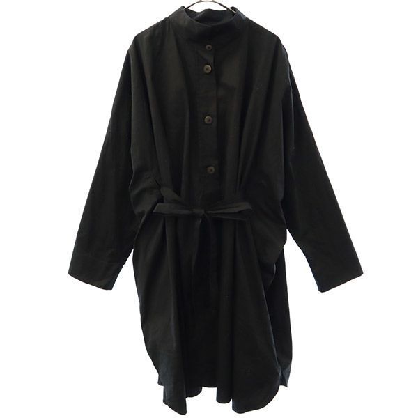 古着 UNIQLO +J ユニクロ プラスジェイ 長袖 シャツワンピース XXL ブラック ビッグサイズ レディース 【中古】