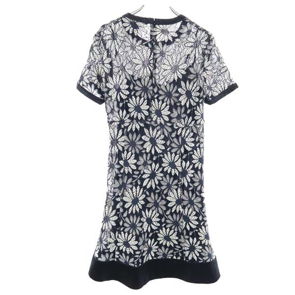 古着 MARC BY MARC JACOBS マークバイマークジェイコブス 花刺繍 半袖 ワンピース 0 黒系 インナー付き レディース 【中古】 【PD】