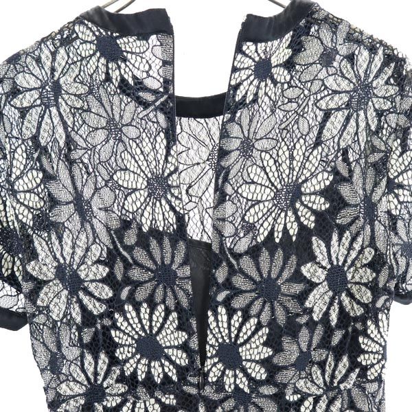 古着 MARC BY MARC JACOBS マークバイマークジェイコブス 花刺繍 半袖 ワンピース 0 黒系 インナー付き レディース 【中古】 【PD】